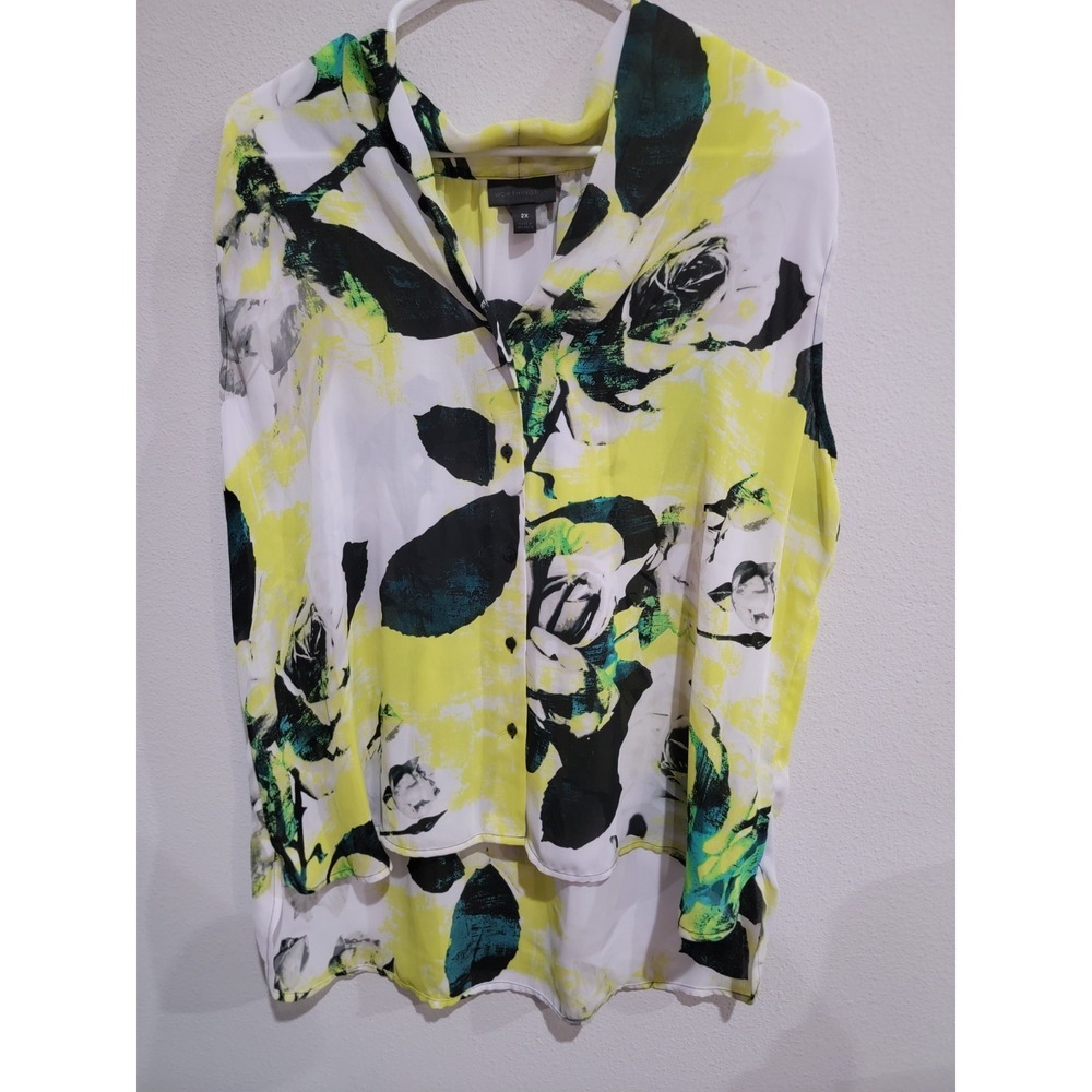 Worthington Multicolor Sleeveless Floralโ Chiffon Tank Top Women's Plus 2X EUC